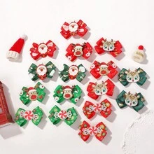 2入組聖誕風格兒童蝴蝶結髮夾,簡約派對女孩雙馬尾髮夾,可愛女孩髮飾