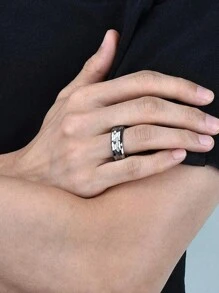 1pc 8MM Classical Multi-Faceted Geometric Rings For Men /Women Fashion Men Silver-Color Stainless Steel Rings Wedding Band Jewelry Accessories - Silver - View 6