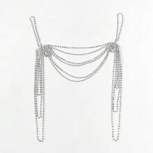 1pc Cross-Border New Arrival Accessory Rhinestone Shoulder Chain Sexy Tassel Multi-Layer Collarbone Necklace Crystal Body Chain - Gold - View 2