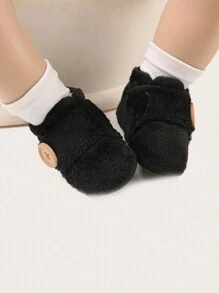 Giày trẻ sơ sinh mới, đế mềm chống trượt giữ ấm mùa đông cho trẻ sơ sinh và trẻ mới biết đi tập đi lần đầu - màu đen - Xem 1