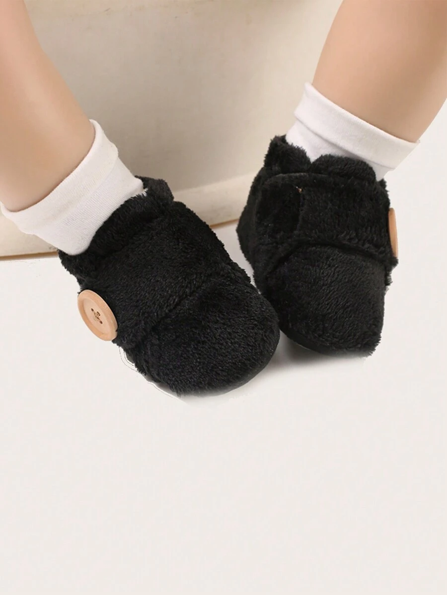 Giày trẻ sơ sinh mới, đế mềm chống trượt giữ ấm mùa đông cho trẻ sơ sinh và trẻ mới biết đi tập đi lần đầu - màu đen - Xem 1