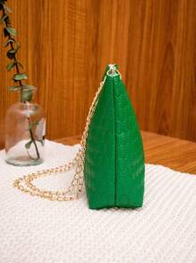 Đúng mốt Dập nổi Túi xách tay , Đơn giản Và Linh hoạt Cái túi Với dây chuyền Dây đeo Đối với phụ nữ , Có thể Như Túi đeo vai Hoặc Túi đeo chéo - màu xanh lá - Xem 3