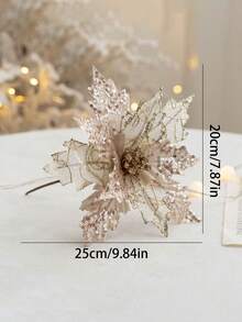 1 Miếng 20cm Vàng Nhân tạo Hoa giáng sinh Với Chi tiết Glitter , Cây thông noel Đồ trang trí , Nhung Chất liệu - Rượu sâm banh - Xem 5