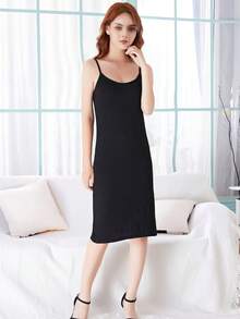 Black Lounge Cami Dress - Black - View 3