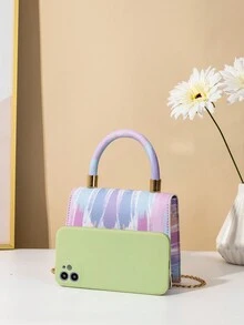 Fashionable Tie-dye Color Handheld Crossbody Bag - Multicolor - View 4