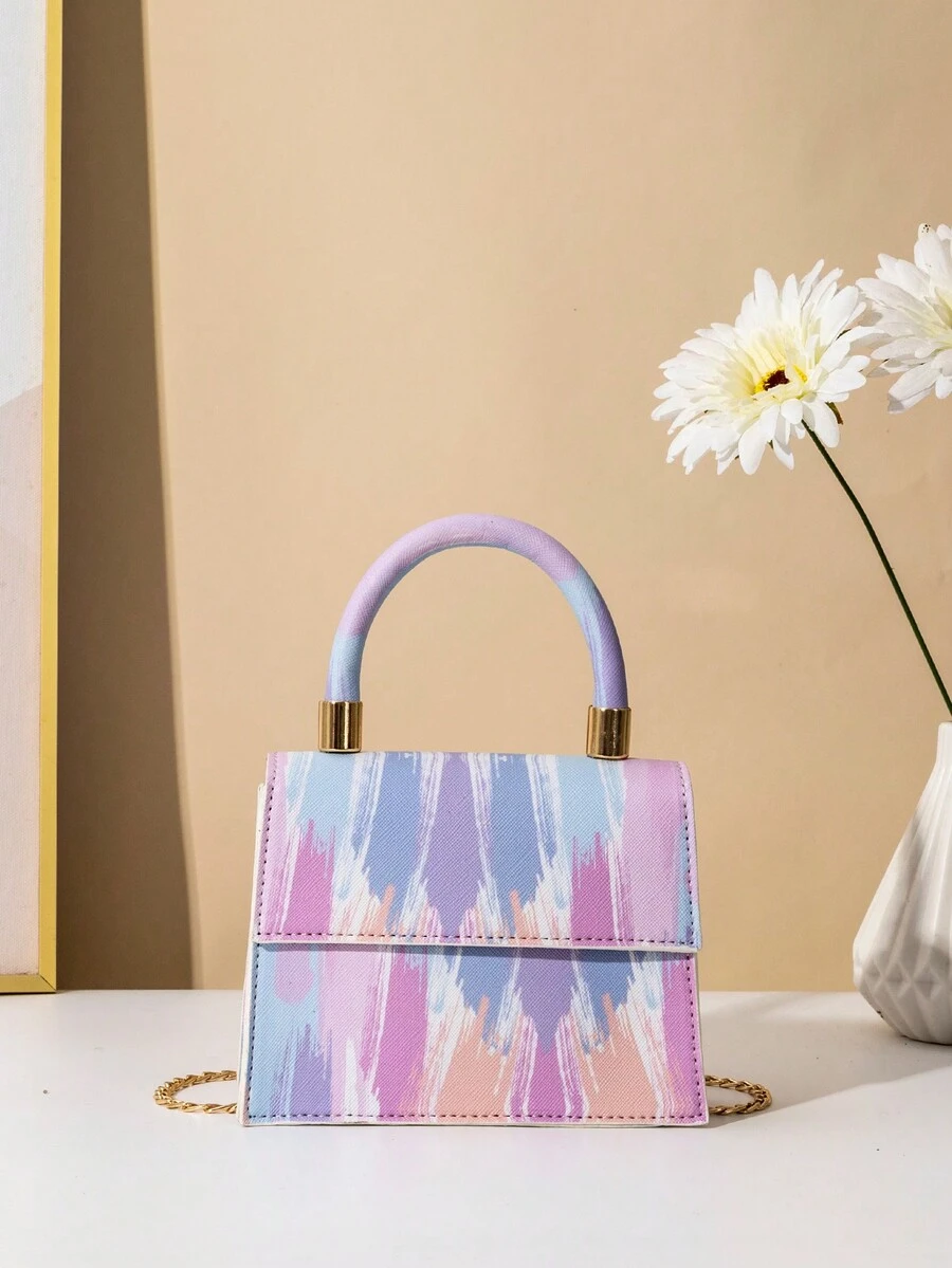 Fashionable Tie-dye Color Handheld Crossbody Bag - Multicolor - View 1