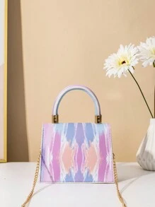 Fashionable Tie-dye Color Handheld Crossbody Bag - Multicolor - View 5