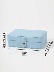 1 包 16*11*5 厘米皮革多功能双层珠宝收纳盒，情人节返校礼物 - 藍色 - 查看 3