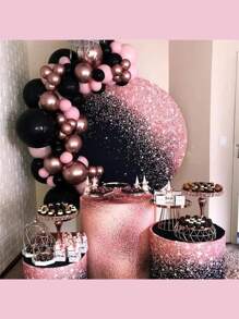 96入組粉紅色和黑色氣球組合,適用於兒童生日、婚禮、嬰兒派對、節日、派對背景裝飾