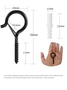 12入組q型螺旋掛鉤,戶外燈泡掛勾,安全扣設計容易拆卸,適用於懸掛聖誕節燈飾、風鈴、鳥食器、燈籠、花盆、繩索、鏈條、燭台、街燈等物品 - 黑色 - 查看 5