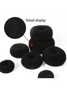 Donut Hair Bun Maker 7 Pieces, Ring Style Bun Maker Set With (1 Extra-Large, 2 Large, 2 Medium And 2 Small), 5 Pieces Hair Elastic Bands, 20 Pieces Hair Pins(Black) Casual Hair Ties Ponytail Holders Hair Elastics Hair Rubber Bands Scrunchies Hair Rope Elastic Hair Tie, Hair Bobbles