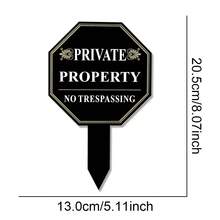 1pc Acrylic Ground Insert Sign With Video Surveillance & Property Protection Warning, Waterproof & No Trespassing Sign For Private Property, Fade & Water Resistant - Black - View 3