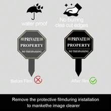 1pc Acrylic Ground Insert Sign With Video Surveillance & Property Protection Warning, Waterproof & No Trespassing Sign For Private Property, Fade & Water Resistant - Black - View 4