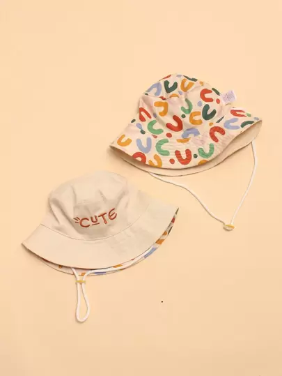 1pc Children's Spring & Autumn Sun Ion Bucket Hat With Cute Embroidered Letter Design, Versatile