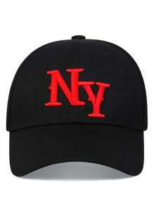 AR 1pc Men's Letter Embroidered Baseball Cap New York, Fashionable Adjustable Sunscreen Casual Hat For Spring And Autumn Travel, Beach, Party Street