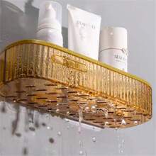 1pc Punch-free Rectangle Shaped Wall Mounted Bathroom Storage Rack, For Placing Toiletries In Luxury And Hygienic Way - White - View 4