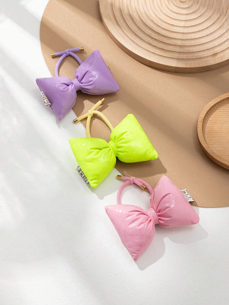 3入組時尚閃閃發亮粉色蝴蝶結髮帶,適合節慶和日常穿著