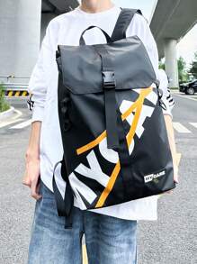 New Arrival Fashionable Casual Men'S Shoulder Bag With Flap Cover, Coated Waterproof Fabric, Suitable For Vacation, Traveling, Shopping, Business Trip, School Or Outdoor Activities. Flap Backpack School Bag Bookbag Black Bag Casual Daypack Valentines Gifts For Men - Black - View 6