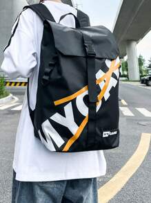 New Arrival Fashionable Casual Men'S Shoulder Bag With Flap Cover, Coated Waterproof Fabric, Suitable For Vacation, Traveling, Shopping, Business Trip, School Or Outdoor Activities. Flap Backpack School Bag Bookbag Black Bag Casual Daypack Valentines Gifts For Men - Black - View 1