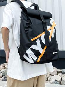 New Arrival Fashionable Casual Men'S Shoulder Bag With Flap Cover, Coated Waterproof Fabric, Suitable For Vacation, Traveling, Shopping, Business Trip, School Or Outdoor Activities. Flap Backpack School Bag Bookbag Black Bag Casual Daypack Valentines Gifts For Men - Black - View 3