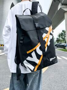 New Arrival Fashionable Casual Men'S Shoulder Bag With Flap Cover, Coated Waterproof Fabric, Suitable For Vacation, Traveling, Shopping, Business Trip, School Or Outdoor Activities. Flap Backpack School Bag Bookbag Black Bag Casual Daypack Valentines Gifts For Men - Black - View 7