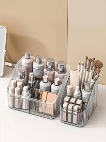 1pc Plastic Makeup Storage Box, Modern Clear Multi-Grid Makeup Storage Box For Home, Gift For Valentine's Day,For Holiday Beach, Bathroom Collection, Bedroom Collection, Large Capacity,Makeup Bag,Travel Essential - Clear - View 1