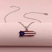 波西米亚度假风格 18K 镀金不锈钢女士项链，长吊坠树脂旗帜，手工抛光，精美设计 - 周年纪念、母亲节、生日、约会、舞会、节日、返校、婚礼的完美礼物 - 适合商务、度假和休闲场合 - 銀色 - 查看 1