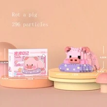 Micro Particles Building Blocks Animal Themed Piggy's Diary Slouchy Pig Model Kids' Educational Assembly Toy - Black - View 1