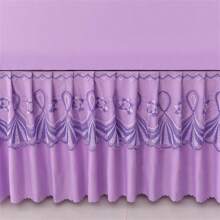 1入組純色雙層柔軟親膚防塵床裙（蕾絲裝飾）,具有吸濕透氣、防滑帶設計,全季節使用 - 紫色 - 查看 6