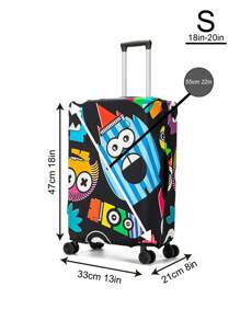 Gustell高彈性行李箱套,適用於18-30吋行李箱,卡通畫筆設計,獨特防護,可水洗,旅行配件 - 黑色 - 查看 3