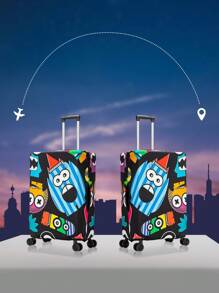 Gustell高彈性行李箱套,適用於18-30吋行李箱,卡通畫筆設計,獨特防護,可水洗,旅行配件 - 黑色 - 查看 4