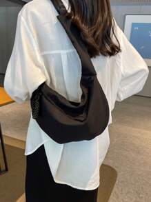 A Solid Pu Venerary Zipper Fashion Shoulder Bag Daily Travel To Participate In Party Birthday Party Handbag Fashion Female Four-Season Tooth Bag - Black - View 3