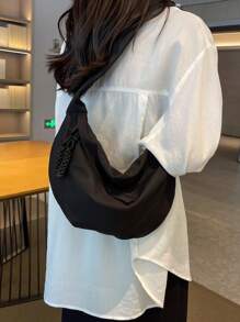 A Solid Pu Venerary Zipper Fashion Shoulder Bag Daily Travel To Participate In Party Birthday Party Handbag Fashion Female Four-Season Tooth Bag - Black - View 2