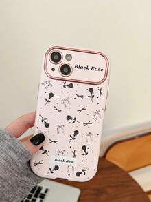 Gran Ventana Negra Con Rosas Negras Pequeñas En Toda La Pantalla - Rosa - Ver 5