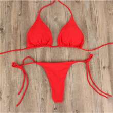 Micro Bikini Traje De Baño Sexy Brasileño Halter - Rojo - Ver 2