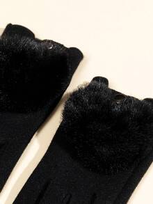 新款時尚優雅的女式保暖手套一對,適用於秋冬季開車和騎自行車,日常室外休閒活動,適合秋冬季節使用 - 黑色 - 查看 3