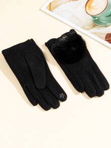 新款時尚優雅的女式保暖手套一對,適用於秋冬季開車和騎自行車,日常室外休閒活動,適合秋冬季節使用 - 黑色 - 查看 2