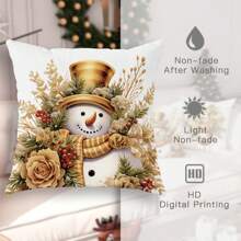 4入組聖誕老人雪人蠟燭金色抱枕套,聖誕新奇抱枕套,絲絨裝飾靠枕套45×45cm/18"×18",適用於聖誕派對客廳臥室沙發床裝飾,送禮佳品 - 金色 - 查看 8