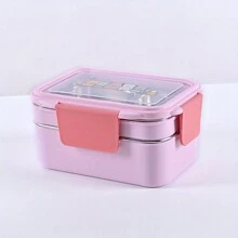 1pc Portable Stainless Steel Lunch Box With Grids, Square Divided Microwave Oven Bento Box, Leakproof Food Container, For Camping Picnic Beach Essential, For Teenagers And Workers At School, Classroom, Canteen, Back School Supplies School Supplies,Christmas Gift