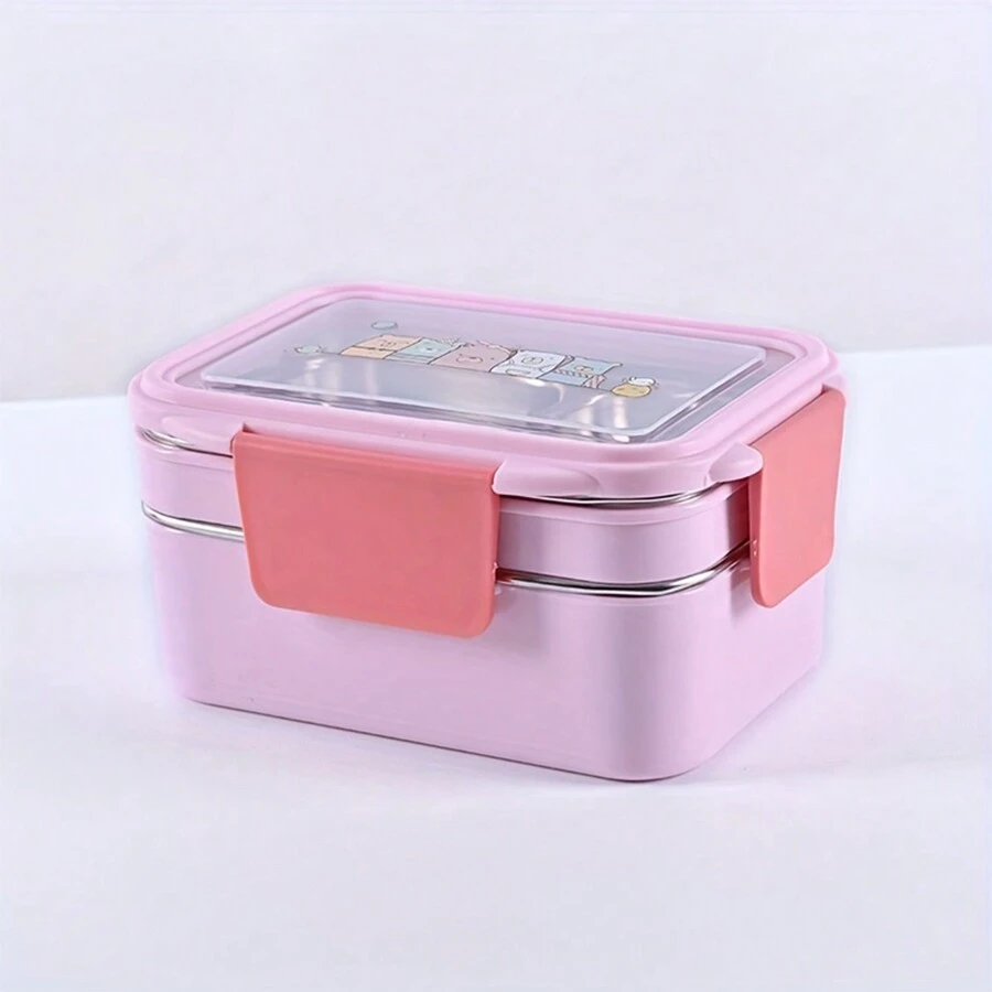 1pc Portable Stainless Steel Lunch Box With Grids, Square Divided Microwave Oven Bento Box, Leakproof Food Container, For Camping Picnic Beach Essential, For Teenagers And Workers At School, Classroom, Canteen, Back School Supplies School Supplies,Christmas Gift