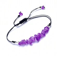 天然寶石碎片水晶手鍊可調節順序,有助於平衡身心靈,靈氣禮物 - 彩色 - 查看 16