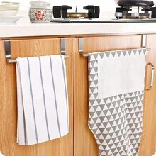 Towel Rack Over Door Towel Bar Hanging Holder Stainless Steel Bathroom Kitchen Cabinet Towel Rag Rack - Silver - View 4