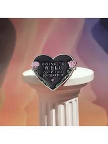 Insignia/broche con diseños minimalistas y de moda en forma de corazón geométrico, letras y palabras en inglés para premios de beca, San Valentín