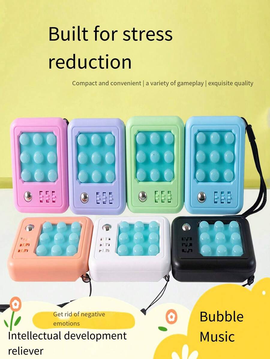 Random Color Bead & Gear Fidget Toy For Squeezing & Bubble Popping, Stress Relief - Orange - View 1