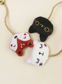 1pc Random Color Cat-shaped Toy With Rope, Feather, Bell For Cat's Entertainment & Teeth Grinding, Great Cat Accessory - Multicolor - View 4