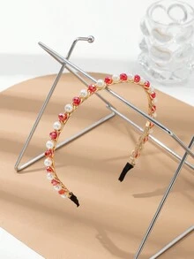 1 件時尚鏈條、珍珠和水晶裝飾頭帶,適合日常佩戴