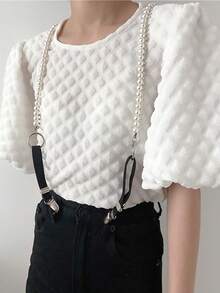 1 Miếng Của phụ nữ Đen/Trắng Trân châu & Đồ trang trí Rhinestone Đàn hồi Dây treo , Phong cách ins Đối với Mặc hàng ngày - màu đen - Xem 4