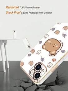 可愛熊熊繪製電鍍防震手機殼，適用於iPhone/Galaxy - 白色 - 查看 3