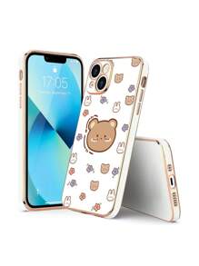 可愛熊熊繪製電鍍防震手機殼，適用於iPhone/Galaxy - 白色 - 查看 1