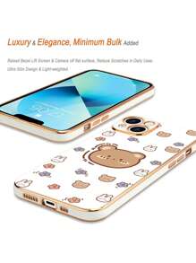 可愛熊熊繪製電鍍防震手機殼，適用於iPhone/Galaxy - 白色 - 查看 6